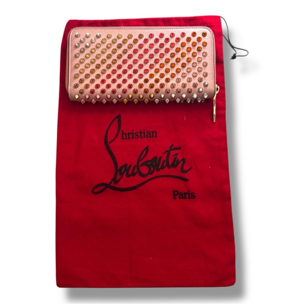 Christian Louboutin Pink Ombre Panettone Spike Calf Leather Wallet